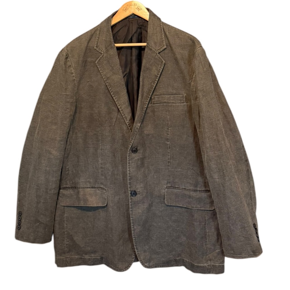 Material London Mens 100% Linen Blazer Sport Coat XL Charcoal Grey Two Button
